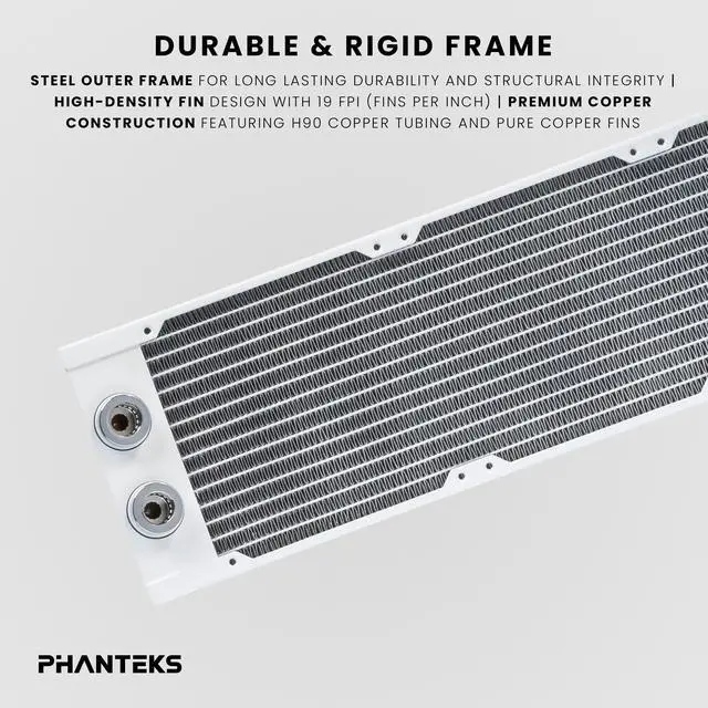 Alt view image 3 of 3 - Glacier EZ-Fit 420RAD-30, 420mm-30mm thick Water-Cooling Copper Radiator, Integrated 16mm EZ-Fit fitting, White