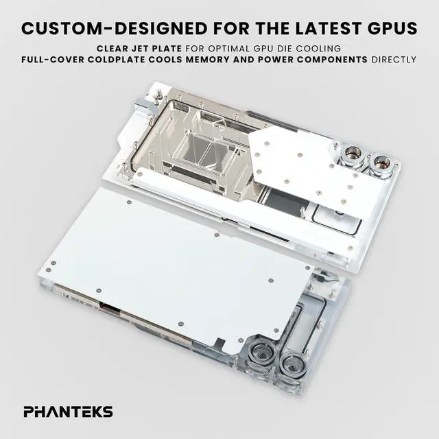 Alt view image 2 of 4 - Phanteks Glacier EZ-Fit G40 ASUS GPU Block for ASUS ROG STRIX / TUF gaming RTX 4090, Full Cover Nickel-Plated copper block, Cast Acrylic, Aluminum Cover plates, Digital-RGB, Matte White
