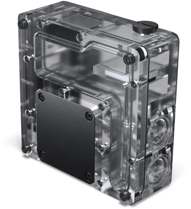 Alt view image 2 of 17 - Phanteks Glacier EZ-Fit 120RES-DDC Body, Compact Reservoir for DDC Pump, Integrated EZ-Fit 16mm Fittings, Pump not included, D-RGB, Black