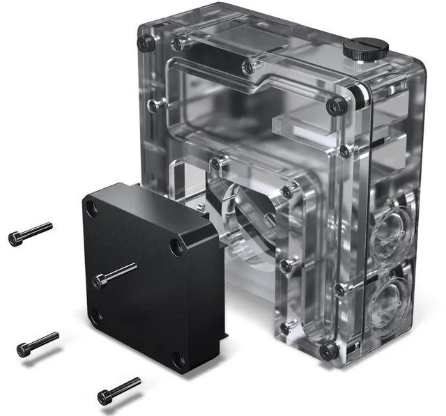 Alt view image 3 of 17 - Phanteks Glacier EZ-Fit 120RES-DDC Body, Compact Reservoir for DDC Pump, Integrated EZ-Fit 16mm Fittings, Pump not included, D-RGB, Black