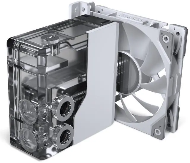 Alt view image 9 of 13 - Phanteks Glacier EZ-Fit 120RES-DDC Body, Compact Reservoir for DDC Pump, Integrated EZ-Fit 16mm Fittings, D-RGB, Pump not included, White