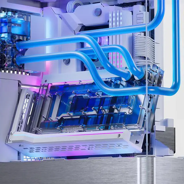 Alt view image 12 of 13 - Phanteks Glacier EZ-Fit 120RES-DDC Body, Compact Reservoir for DDC Pump, Integrated EZ-Fit 16mm Fittings, D-RGB, Pump not included, White