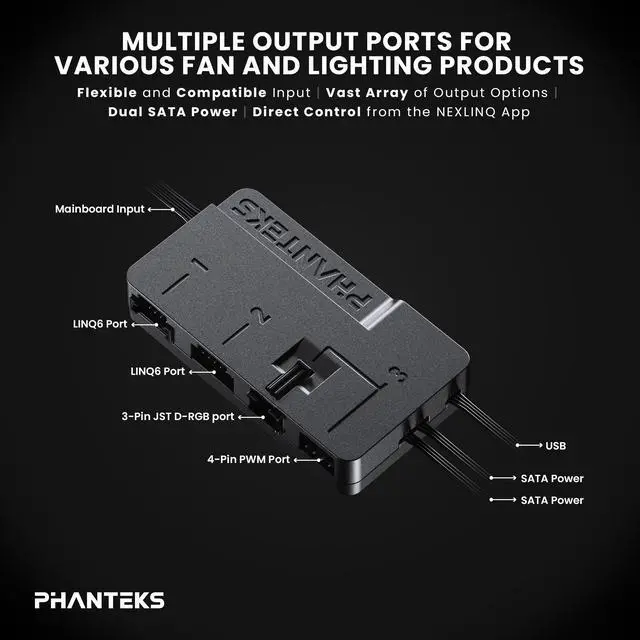 Alt view image 2 of 5 - Phanteks Nexlinq Hub V2, Fan & Lighting control Windows App, Multiple channel output, Black.