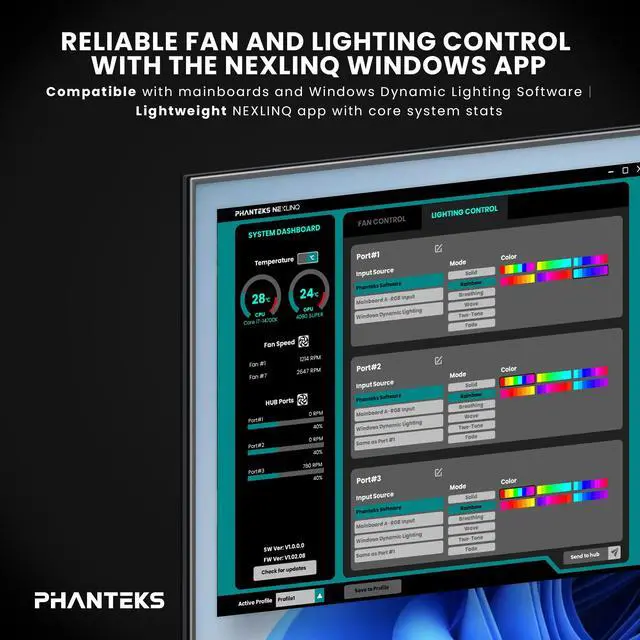 Alt view image 5 of 5 - Phanteks Nexlinq Hub V2, Fan & Lighting control Windows App, Multiple channel output, Black.