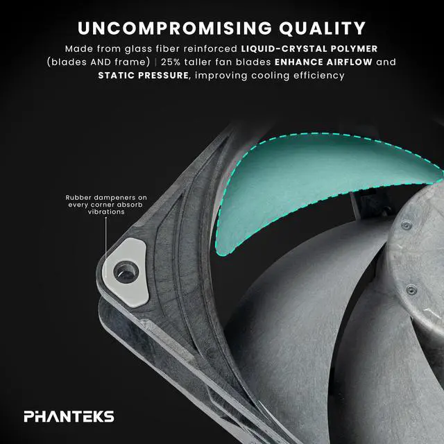 Alt view image 2 of 6 - Phanteks T30-140, 140mm Premium High-Performance PWM Fan, Industrial Grade LCP Frame & Blades, 3-Mode Speed Switch, Unmatched Airflow for PC Cases & Radiators, Black/Grey