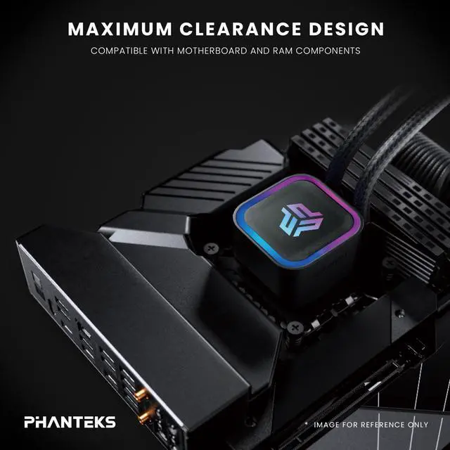 Alt view image 4 of 6 - Phanteks Glacier One 360S25-SE AIO Liquid CPU Cooler, 360 ARGB fan, Black