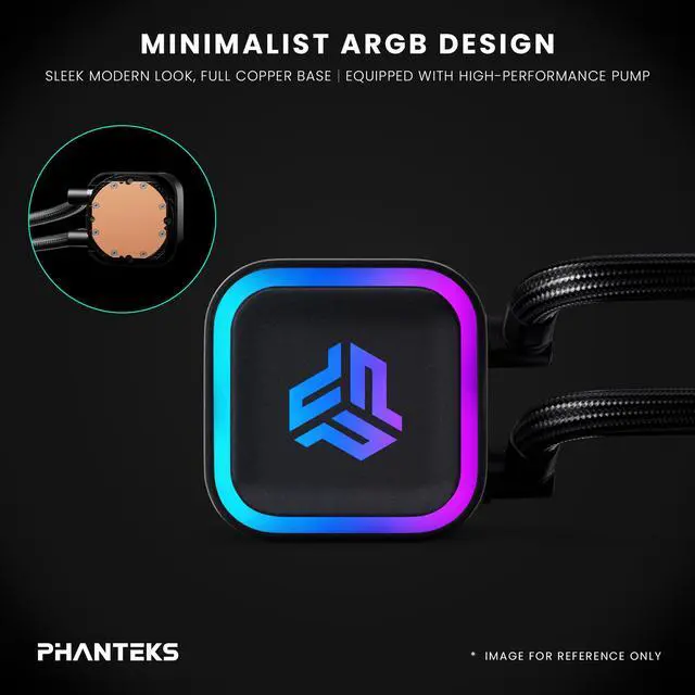 Alt view image 5 of 6 - Phanteks Glacier One 360S25-SE AIO Liquid CPU Cooler, 360 ARGB fan, Black