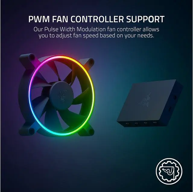 Alt view image 9 of 10 - Razer Kunai Chroma RGB 120MM LED PWM Performance Fan - 3 Fans