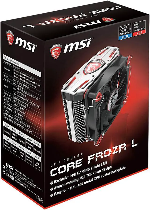 Alt view image 10 of 10 - MSI Core Frozr L 120mm Hydro-Dynamic Bearing CPU Cooling