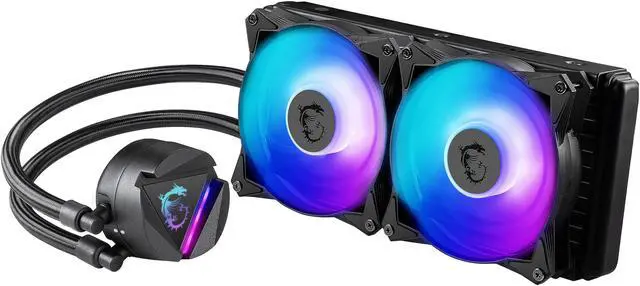 Alt view image 2 of 5 - MSI MAG Series CORELIQUID 240R, ARGB CPU Liquid Cooler (AIO): Rotatable Blockhead Design, 240mm Radiator, Dual 120mm ARGB PWM Fans LGA 1700 / AM5 Compatible
