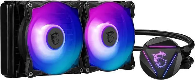 Alt view image 4 of 5 - MSI MAG Series CORELIQUID 240R, ARGB CPU Liquid Cooler (AIO): Rotatable Blockhead Design, 240mm Radiator, Dual 120mm ARGB PWM Fans LGA 1700 / AM5 Compatible