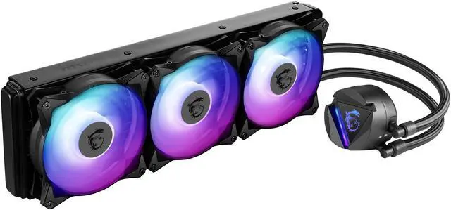 Alt view image 3 of 8 - MSI MAG Series CORELIQUID 360R, ARGB CPU Liquid Cooler (AIO): Rotatable Blockhead Design, 360mm Radiator, Triple 120mm ARGB PWM Fans LGA 1700 / AM5 Compatible