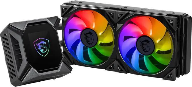 Alt view image 3 of 8 - MSI MPG Series CORELIQUID K240, ARGB CPU Liquid Cooler (AIO): Customizable LCD Screen Design, 240mm Radiator, Dual 120mm ARGB PWM Fans LGA 1700 / AM5 Compatible