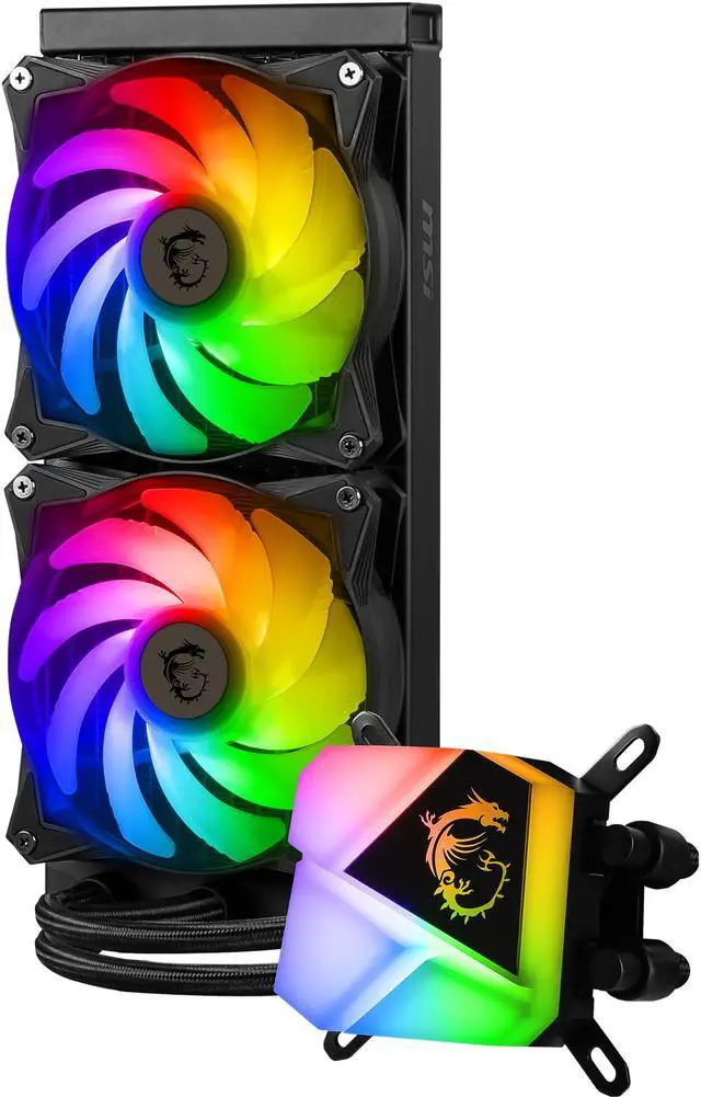 Alt view image 6 of 6 - MSI MAG Series CORELIQUID C280 AIO Liquid CPU Cooler, 280mm Radiator, Dual 140mm ARGB PWM Fans, ARGB Lighting Controlled by Software LGA 1700 Ready / AM5 Compatible