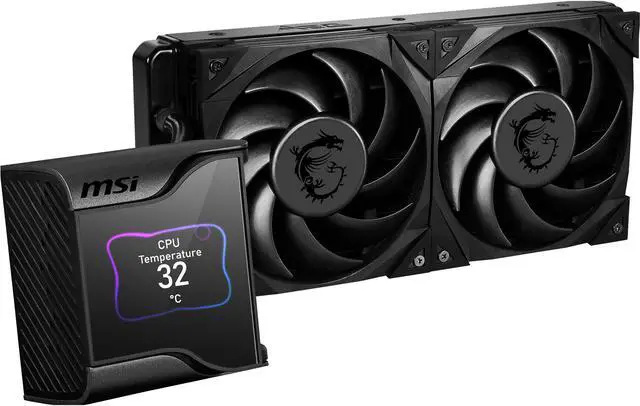 Alt view image 3 of 8 - MSI MEG Core Liquid S280 AIO Liquid CPU Cooler, 2.4" IPS Display 280mm Radiator, Duo 140mm Silent Gale P14 PWM Fans, Controlled by MSI Center Software, AM5 Compatible
