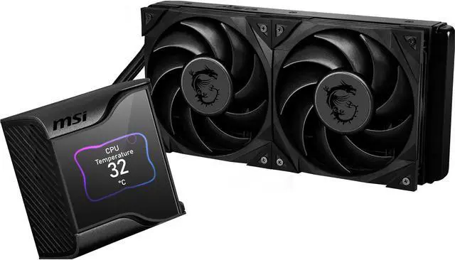 Alt view image 4 of 8 - MSI MEG Core Liquid S280 AIO Liquid CPU Cooler, 2.4" IPS Display 280mm Radiator, Duo 140mm Silent Gale P14 PWM Fans, Controlled by MSI Center Software, AM5 Compatible