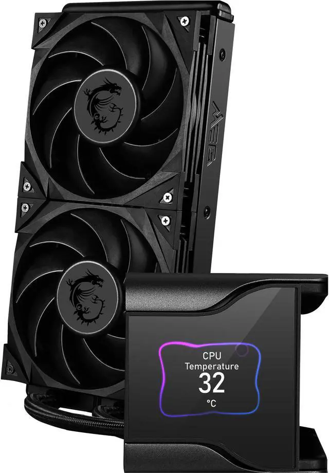 Alt view image 8 of 8 - MSI MEG Core Liquid S280 AIO Liquid CPU Cooler, 2.4" IPS Display 280mm Radiator, Duo 140mm Silent Gale P14 PWM Fans, Controlled by MSI Center Software, AM5 Compatible