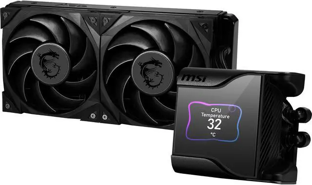 Alt view image 7 of 8 - MSI MEG Core Liquid S280 AIO Liquid CPU Cooler, 2.4" IPS Display 280mm Radiator, Duo 140mm Silent Gale P14 PWM Fans, Controlled by MSI Center Software, AM5 Compatible
