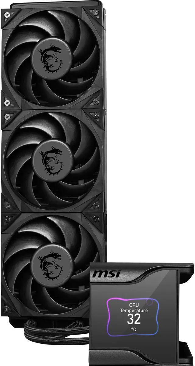 Alt view image 8 of 8 - MSI MEG Core Liquid S360 AIO Liquid CPU Cooler, 2.4" IPS Display 360mm Radiator, Triple 120mm Silent Gale P12 PWM Fans, Controlled by MSI Center Software, Supports Intel LGA 1851/1700, AMD AM5/AM4