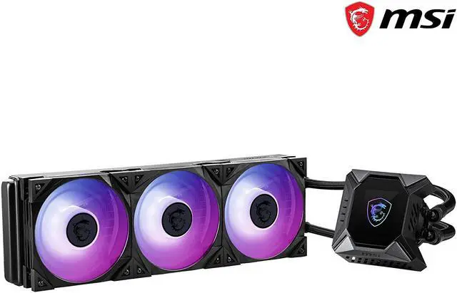 Alt view image 4 of 7 - MSI MPG CORELIQUID K360 V2 AIO CPU Liquid Cooler - LCD Pump with 60mm Fan, 3 x 120mm ARGB Fans, Evaporation-Proof Tubing, GI Cooling & Mystic Light Software Support - AMD & Intel Socket Compatible