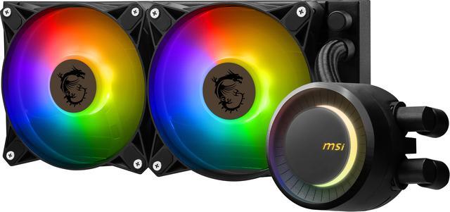 Alt view image 4 of 5 - MSI MAG CoreLiquid E240 Black - AIO ARGB CPU Liquid Cooler - Rotating Cap Design - 240mm Radiator - Dual 120mm ARGB PWM Fans - LGA 1851,1700 Ready / AM5 Compatible