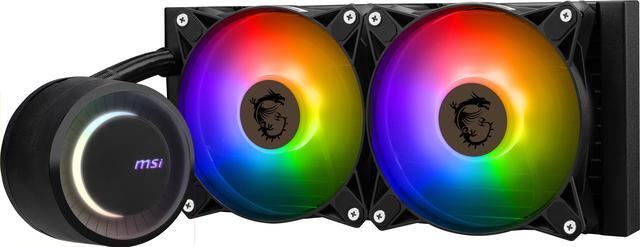 Alt view image 5 of 5 - MSI MAG CoreLiquid E240 Black - AIO ARGB CPU Liquid Cooler - Rotating Cap Design - 240mm Radiator - Dual 120mm ARGB PWM Fans - LGA 1851,1700 Ready / AM5 Compatible