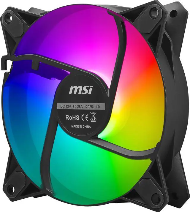 Alt view image 4 of 6 - MSI MPG F120 ARGB-2B 120mm PWM Addressable RGB LED Case Fan Black - Anti-Vibration Fan Gasket - Hydraulic Bearing - 600 ~ 1200 RPM - 2 Packs