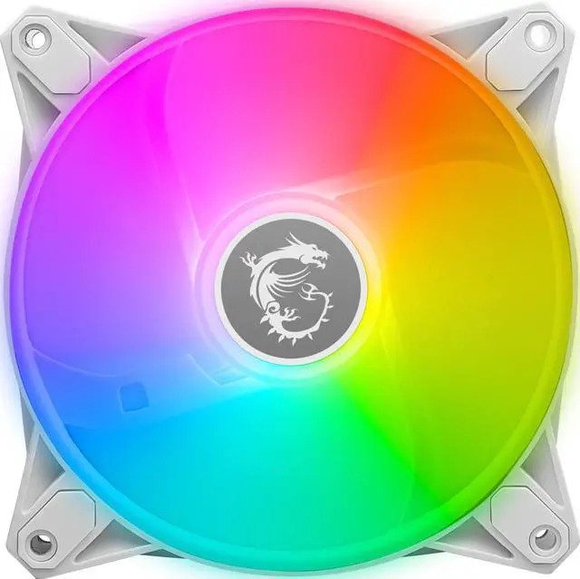 Alt view image 2 of 6 - MSI MPG F120 ARGB-2W 120mm PWM Addressable RGB LED Case Fan White - Anti-Vibration Fan Gasket - Hydraulic Bearing - 600 ~ 1200 RPM - 2 Packs