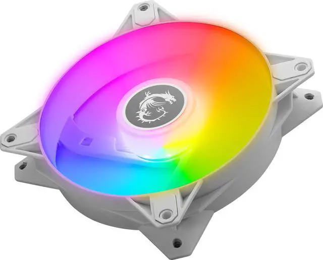 Alt view image 3 of 6 - MSI MPG F120 ARGB-2W 120mm PWM Addressable RGB LED Case Fan White - Anti-Vibration Fan Gasket - Hydraulic Bearing - 600 ~ 1200 RPM - 2 Packs