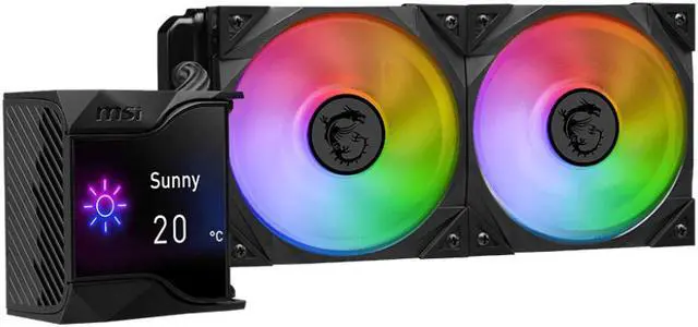 Alt view image 4 of 5 - MSI MPG CoreLiquid D240 ARGB CPU Liquid Cooler - 2.4" IPS LCD Screen - 240mm Radiator - Double 120mm ARGB PWM Fans  - LGA 1700/1851 / AM5/AM4 Compatible