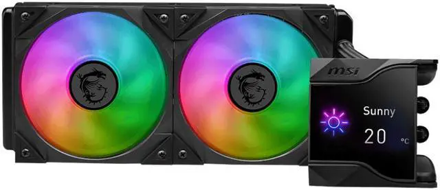 Alt view image 5 of 5 - MSI MPG CoreLiquid D240 ARGB CPU Liquid Cooler - 2.4" IPS LCD Screen - 240mm Radiator - Double 120mm ARGB PWM Fans  - LGA 1700/1851 / AM5/AM4 Compatible