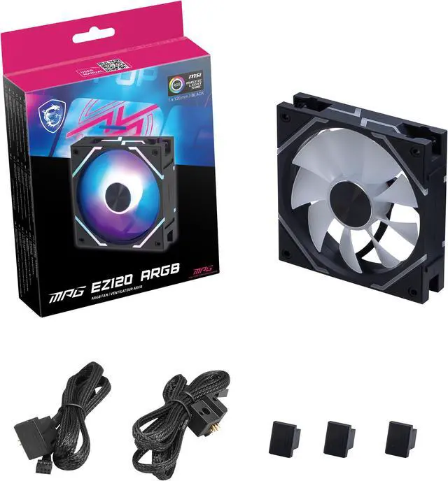Alt view image 5 of 5 - MSI MPG EZ120 ARGB-1B Fan - 120mm ARGB Fan, Fluid Dynamic Bearing with Extra nut Fixing, Mystic Light & Cooling Wizard Support with MSI motherboards, 1900RPM, 2 Years Warranty
