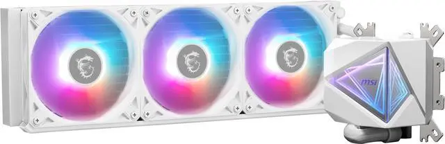 Alt view image 3 of 5 - MSI MAG CoreLiquid I360 White - AIO ARGB CPU Liquid Cooler - Infinity Mirror Design - UNI Bracket - 360mm Radiator - Triple 120mm ARGB PWM Fans - LGA 1700/1851 / AM5/AM4 Compatible