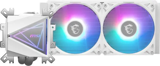 Alt view image 7 of 7 - MSI MAG CoreLiquid I240 White - AIO ARGB CPU Liquid Cooler - Infinity Mirror Design - UNI Bracket - 240mm Radiator - Dual 120mm ARGB PWM Fans - LGA 1700/1851 / AM5/AM4 Compatible