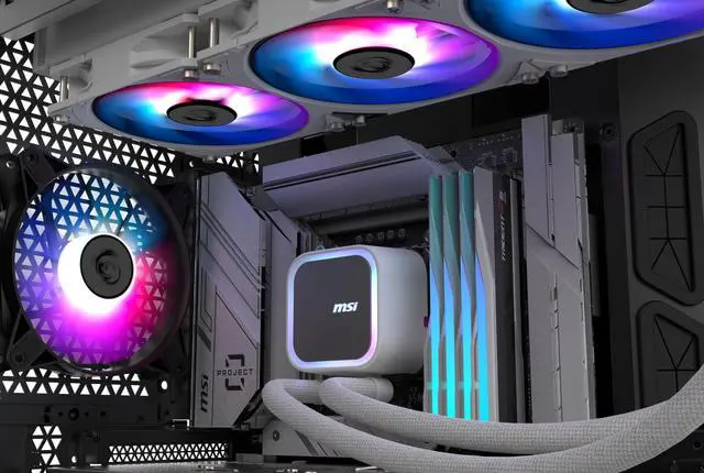 Alt view image 8 of 10 - MSI MAG Coreliquid A13 240 White - AIO ARGB Liquid Cooling - 240mm Radiator - Dual 120mm ARGB PWM Fans - EZ Connect - LGA 1700/1851/AM5/AM4 Compatible