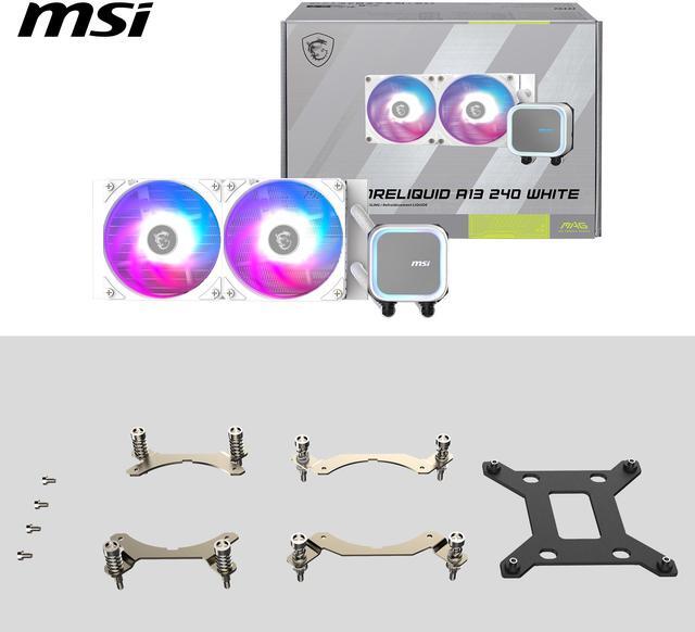 Alt view image 5 of 10 - MSI MAG Coreliquid A13 240 White - AIO ARGB Liquid Cooling - 240mm Radiator - Dual 120mm ARGB PWM Fans - EZ Connect - LGA 1700/1851/AM5/AM4 Compatible