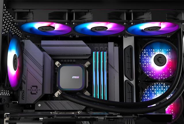 Alt view image 5 of 13 - MSI MAG Coreliquid A13 360 Black - AIO ARGB Liquid Cooling - 360mm Radiator - Triple 120mm ARGB PWM Fans - EZ Connect - LGA 1700/1851/AM5/AM4 Compatible