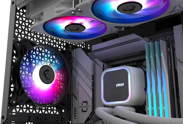 Alt view image 5 of 10 - MSI MAG Coreliquid A13 360 White - AIO ARGB Liquid Cooling - 360mm Radiator - Triple 120mm ARGB PWM Fans - EZ Connect - LGA 1700/1851/AM5/AM4 Compatible