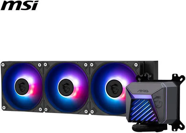 Alt view image 4 of 7 - MSI MAG Coreliquid A15 360 Black- AIO ARGB Liquid Cooling - 360mm Radiator - Triple 120mm ARGB PWM Fans - EZ Connect - Uni Bracket - LGA 1700/1851/AM5/AM4 Compatible