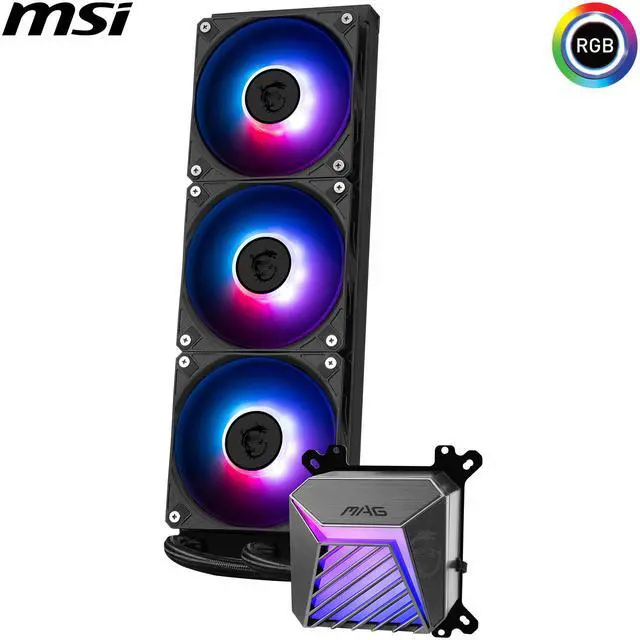 Alt view image 2 of 7 - MSI MAG Coreliquid A15 360 Black- AIO ARGB Liquid Cooling - 360mm Radiator - Triple 120mm ARGB PWM Fans - EZ Connect - Uni Bracket - LGA 1700/1851/AM5/AM4 Compatible