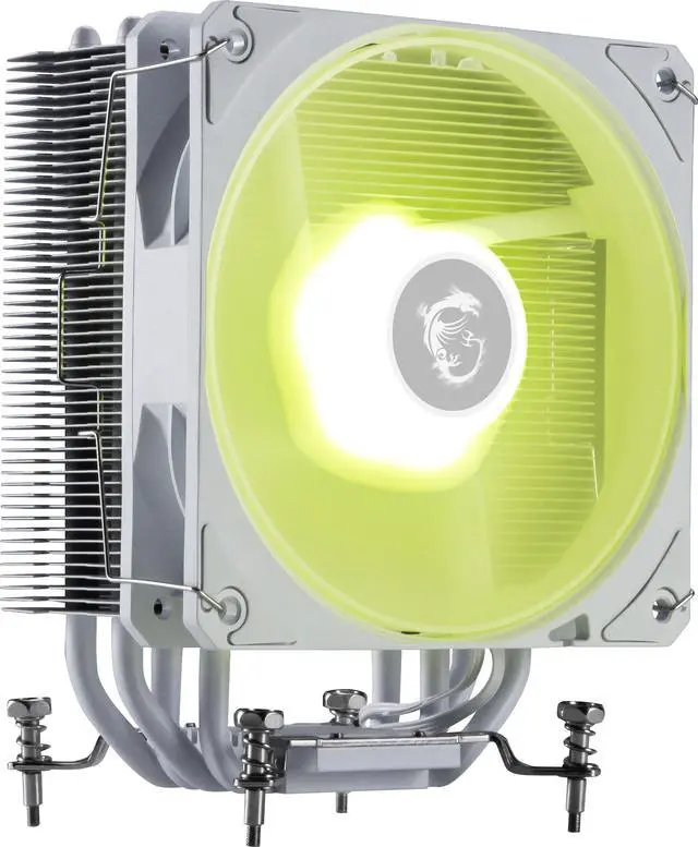 Main image of MSI MAG COREFROZR AA13 White Air CPU Cooler, Single 120mm PWN Fans, ARGB lighting controlled by software