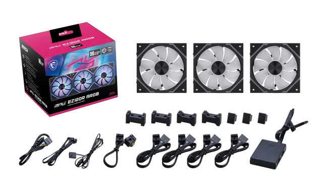 Alt view image 11 of 11 - MSI MPG EZ120R ARGB 3fan/pack, Magnetic Connection, Mystic Light Sync, Exclusive Fluid Dynamic Bearing Structure