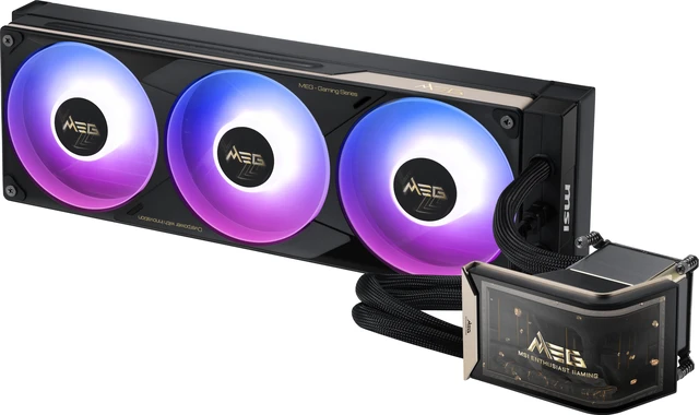 Alt view image 9 of 19 - MSI MEG CORELIQUID E15 360 - AIO ARGB CPU Liquid Cooler - 360mm x 30mm Radiator - 6.67" 2K AMOLED Curved Screen - Naked-Eye 3D Effects - Pogo-Pin Design - Intel LGA 1851/1700 AMD AM5/AM4