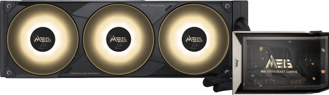 Main image of MSI MEG CORELIQUID E15 360 - AIO ARGB CPU Liquid Cooler - 360mm x 30mm Radiator - 6.67" 2K AMOLED Curved Screen - Naked-Eye 3D Effects - Pogo-Pin Design - Intel LGA 1851/1700 AMD AM5/AM4