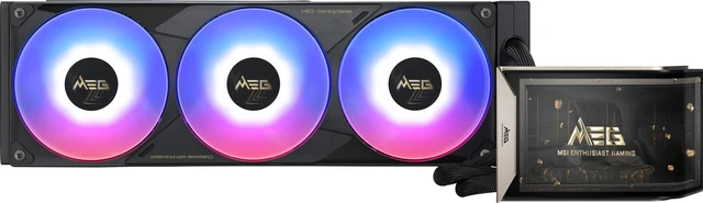 Alt view image 2 of 19 - MSI MEG CORELIQUID E15 360 - AIO ARGB CPU Liquid Cooler - 360mm x 30mm Radiator - 6.67" 2K AMOLED Curved Screen - Naked-Eye 3D Effects - Pogo-Pin Design - Intel LGA 1851/1700 AMD AM5/AM4