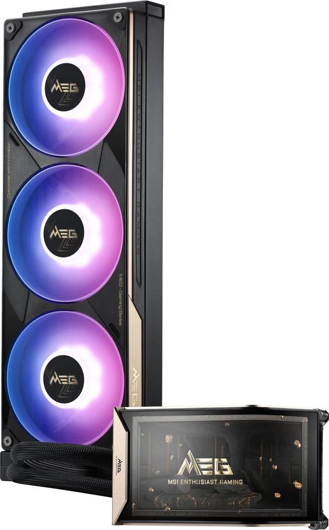 Alt view image 7 of 19 - MSI MEG CORELIQUID E15 360 - AIO ARGB CPU Liquid Cooler - 360mm x 30mm Radiator - 6.67" 2K AMOLED Curved Screen - Naked-Eye 3D Effects - Pogo-Pin Design - Intel LGA 1851/1700 AMD AM5/AM4