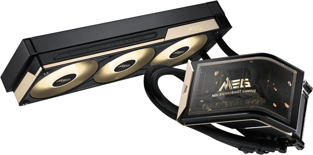 Alt view image 19 of 19 - MSI MEG CORELIQUID E15 360 - AIO ARGB CPU Liquid Cooler - 360mm x 30mm Radiator - 6.67" 2K AMOLED Curved Screen - Naked-Eye 3D Effects - Pogo-Pin Design - Intel LGA 1851/1700 AMD AM5/AM4