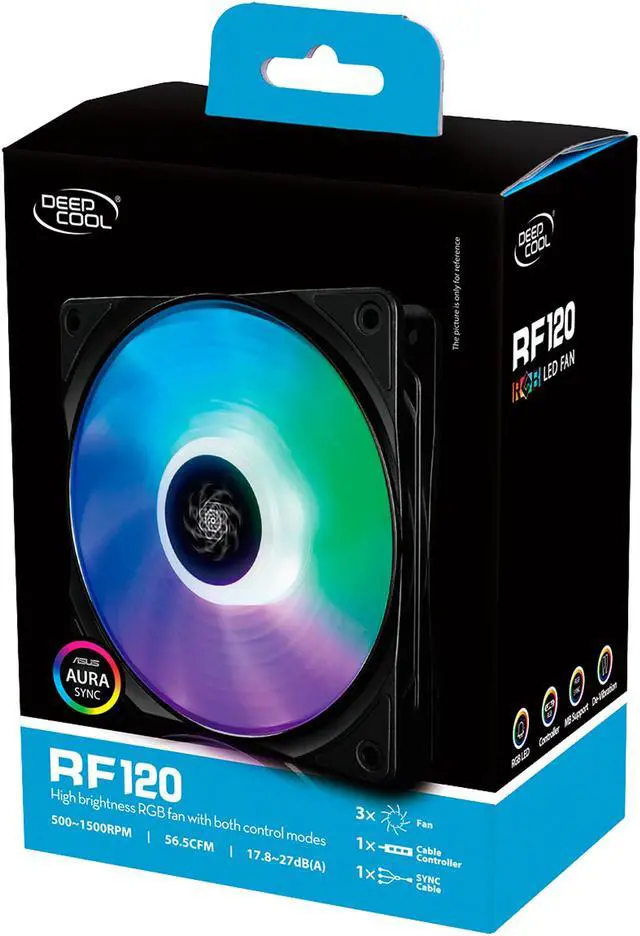 Alt view image 12 of 12 - DEEPCOOL RF 120 (3 in 1) Ultra Quiet PWM Fan 6 High Brightness Controllable RGB LED Lights (Controlling up to 6 RGB Devices Connected)