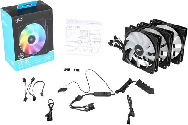 Alt view image 15 of 20 - DEEPCOOL CF 120 (3 in 1) Super Silent PWM Intelligent Control Addressable RGB Fan Motherboard Sync A-RGB Controller High Performance