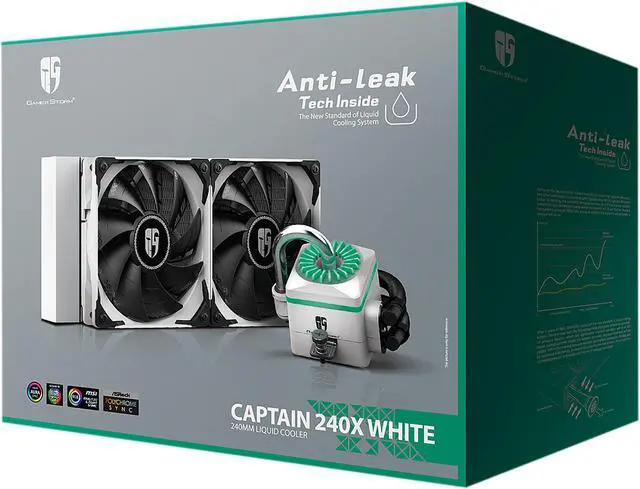 Alt view image 10 of 10 - DEEPCOOL Gamer Storm CAPTAIN 240X WHITE, RGB AIO Liquid CPU Cooler, White LED Waterblock, Anti-Leak Technology Inside, 12V RGB 4-Pin Motherboard Control, TR4/AM4 Compatible
